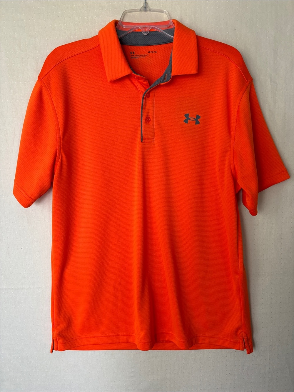 Under Armour Men’s Bright Orange Polo with Gray Logo Trim